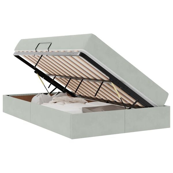 vidaXL Letto con contenitore e materasso Grigio chiaro 120 x 190 cm