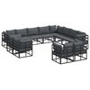 vidaXL Set Divano da Giardino 12 pz Nero Alluminio