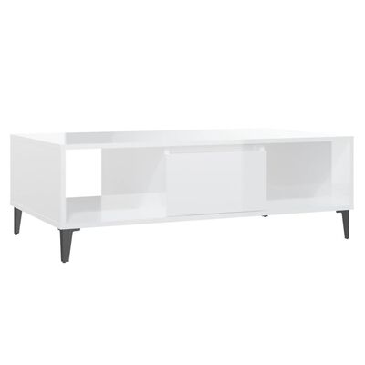 vidaXL Tavolino Salotto Bianco Lucido 103,5x60x35 cm Legno Multistrato