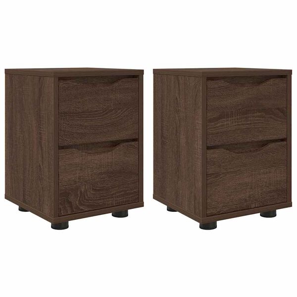 vidaXL Comodini con cassetto 2 pcs Rovere Marrone 30,5 x 30 x 43 cm