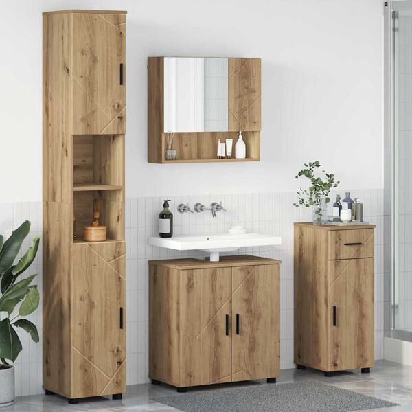 vidaXL Set di mobili per il bagno con porta 4 pcs Rovere artigianale