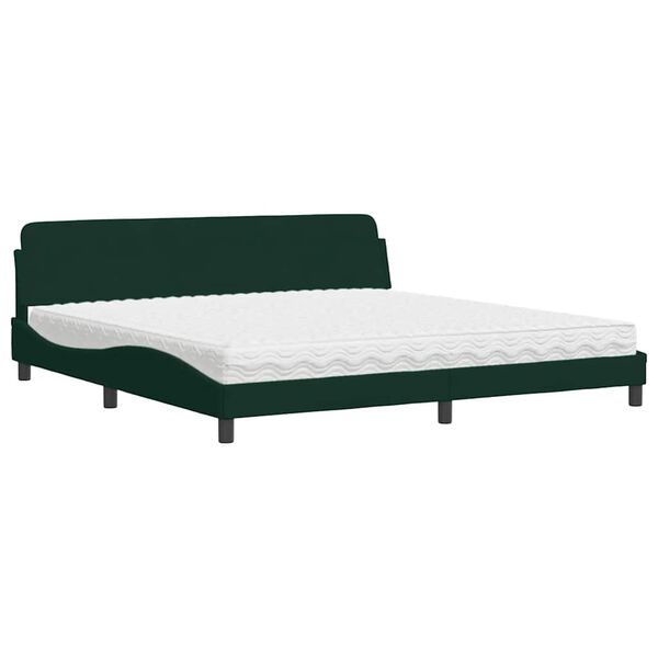 vidaXL Letto con Materasso Dover Verde Scuro 200x200 cm Velluto