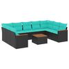 vidaXL Set Divani da Giardino 10 pz con Cuscini Nero in Polyrattan
