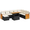 vidaXL Set Divani da Giardino 9 pz con Cuscini Nero Polyrattan Acacia