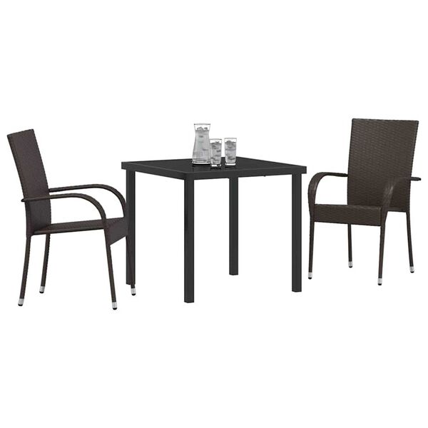 vidaXL Set da Pranzo per Giardino 3 pcs Marrone