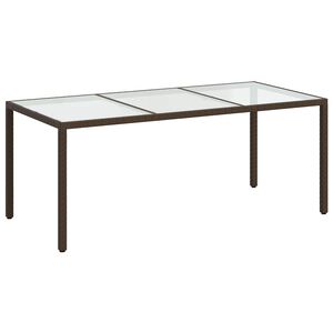 vidaXL Tavolo Giardino Marrone 190x90x75cm Vetro Temperato Polyrattan