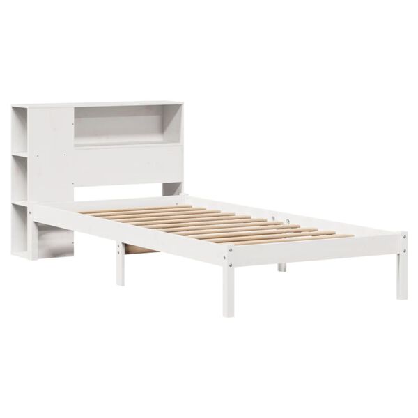 vidaXL Letto Libreria senza Materasso Bianco 90x190 cm Massello Pino