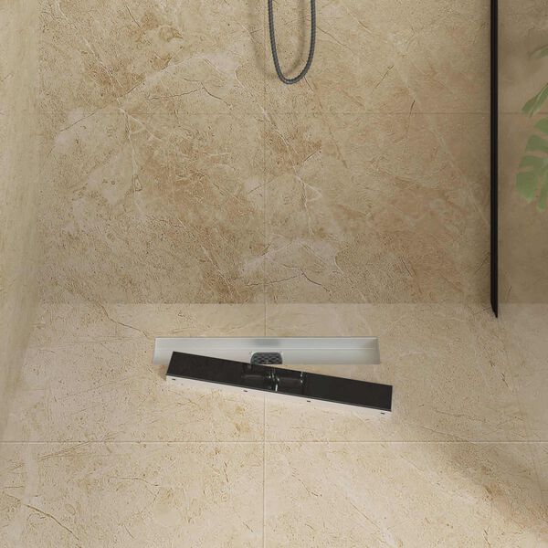 vidaXL Scarico doccia con copertura in vetro e sifone a 360&deg; 50 cm