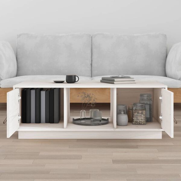 vidaXL Tavolino da Salotto Bianco 100x50x35 cm Legno Massello di Pino