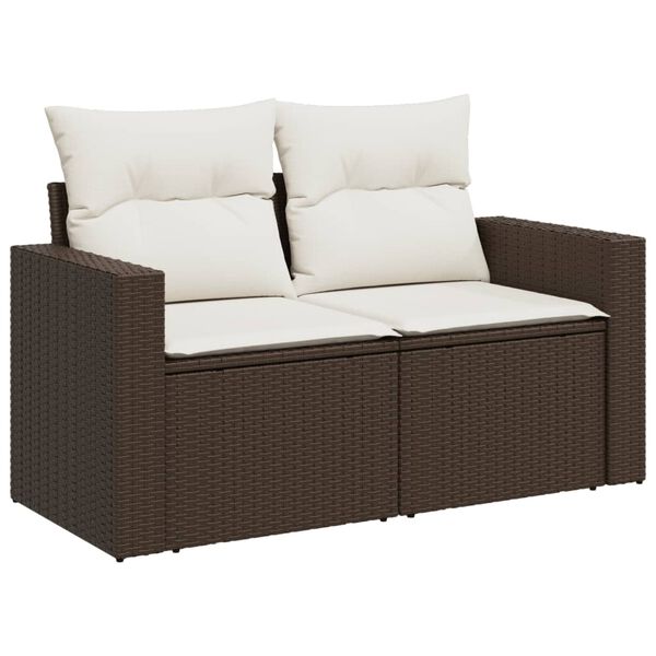 vidaXL Set Divani da Giardino 11 pz con Cuscini Polyrattan Marrone