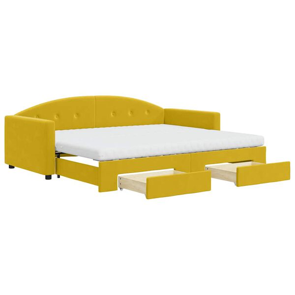 vidaXL Divano Letto Estraibile con Cassetti Giallo 90x200cm in Velluto
