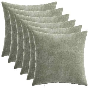 vidaXL Federa 6 pz HEERLEN Verde 40 x 40 cm Tessuto Chenille