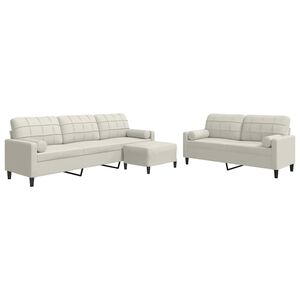 vidaXL Set di Divani 3 pz con Cuscini e Rinforzi Crema in Velluto