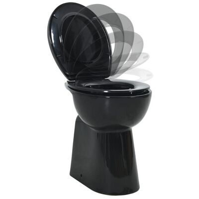vidaXL WC Sospeso con Design Senza Bordi 7 cm Più Alto Ceramica Nera