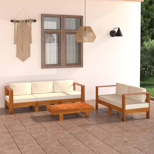 vidaXL Set da Giardino 5 pz con Cuscini 100x60 cm Legno di Acacia