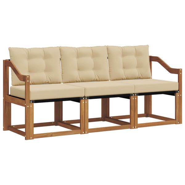 vidaXL Set di divani da esterno con cuscino 3 pcs Naturale e Beige
