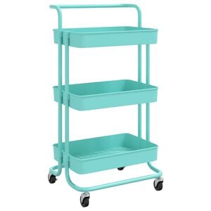 vidaXL Carrello da Cucina 3 Ripiani Turchese 42x35x85 cm Ferro e ABS