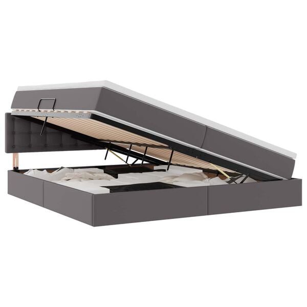 vidaXL Letto con contenitore e LED con led Grigio chiaro 200 x 200 cm