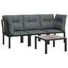 vidaXL Set Salotto da Giardino 4 pz Nero e Grigio in Polyrattan
