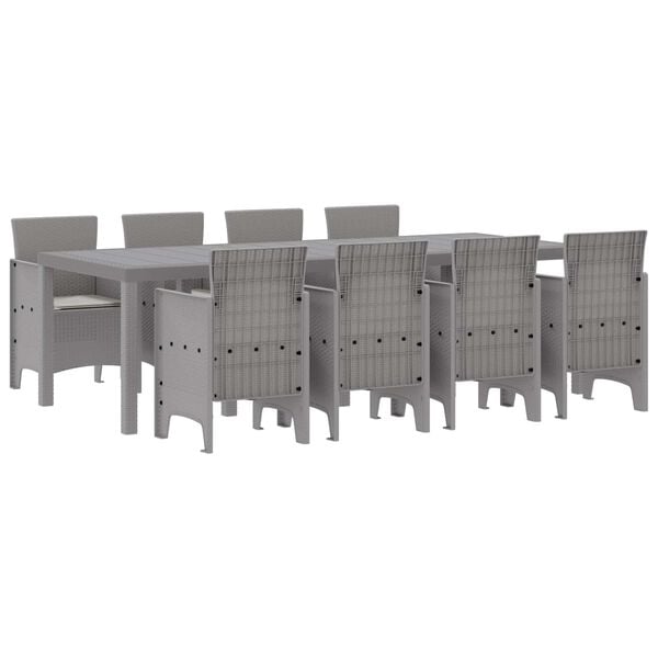 vidaXL Set da Pranzo per Giardino 9 pcs Grigio chiaro Polipropilene