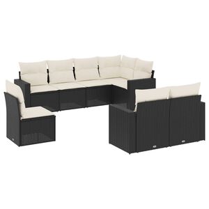 vidaXL Set Divani da Giardino con Cuscini 8 pz Nero in Polyrattan