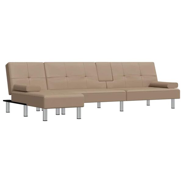 vidaXL Divano Letto a L Cappuccino 255x140x70 cm in Similpelle