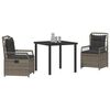vidaXL Set da Pranzo per Giardino 3 pcs Grigio polyrattan