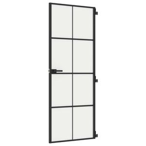 vidaXL Porta Interni Sottile Nera 76x201,5cm Vetro Temperato Alluminio