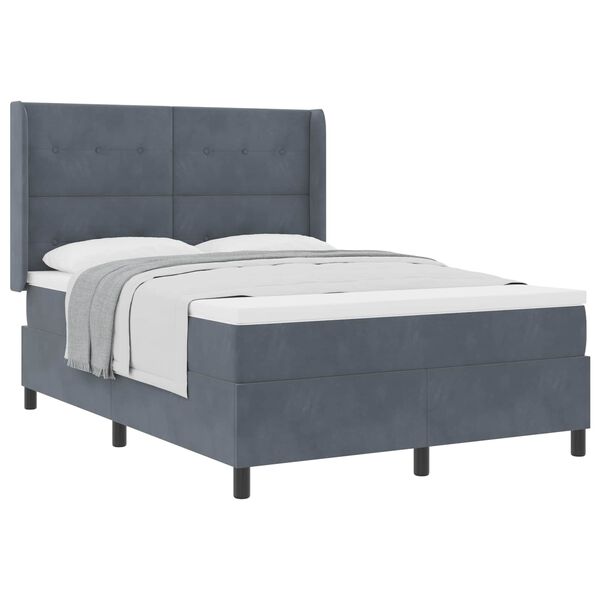 vidaXL Letto a molle con testiera Grigio scuro 160 x 200 cm Velluto