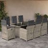 vidaXL Set Pranzo da Giardino 9pz con Cuscini Grigio Chiaro Polyrattan