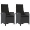 vidaXL Sedie da Giardino Reclinabili 2 pz con Cuscini Nero Polyrattan