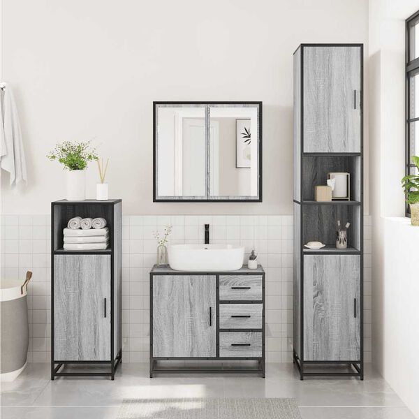 vidaXL Set Mobili da Bagno 2 pz Grigio Sonoma in Legno Multistrato