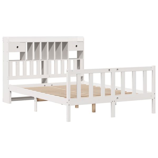 vidaXL Letto Libreria senza Materasso Bianco 140x190 cm Legno di Pino