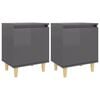 vidaXL Comodini Gambe in Legno Massello 2pz Grigio Lucido 40x30x50 cm