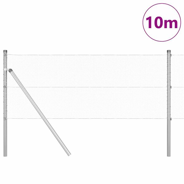 vidaXL Palo della recinzione Argento 10 x 0,6 m (rete 13 mm) Acciaio