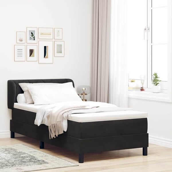 vidaXL Letto a molle con materasso Nero 90 x 190 cm Velluto