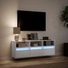 vidaXL Mobile TV a Parete con Luci LED Bianco 130x31x45 cm
