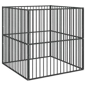 vidaXL Box per Cani 4 Pannelli Nero Acciaio Zincato