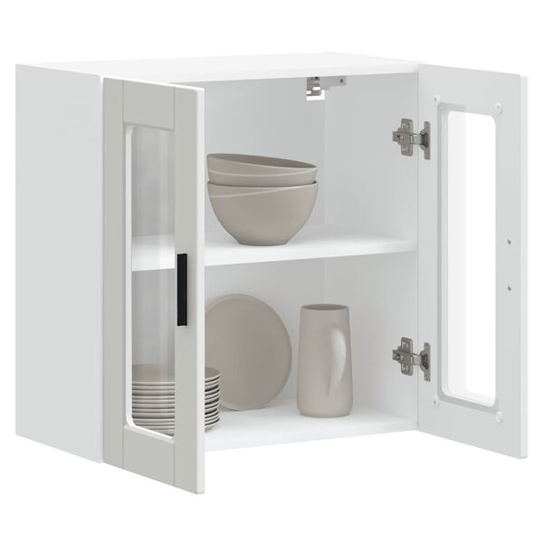 vidaXL Pensile da Cucina con Porta in Vetro Porto Bianco