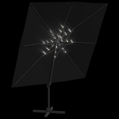 vidaXL Ombrellone a Sbalzo LED Nero 400x300 cm
