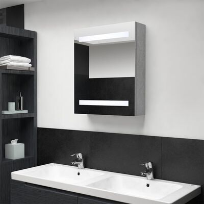 vidaXL Armadietto Bagno con Specchio e LED Grigio Cemento 50x14x60 cm