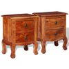 vidaXL Comodini con Cassetti 2 pz in Legno Massello di Acacia