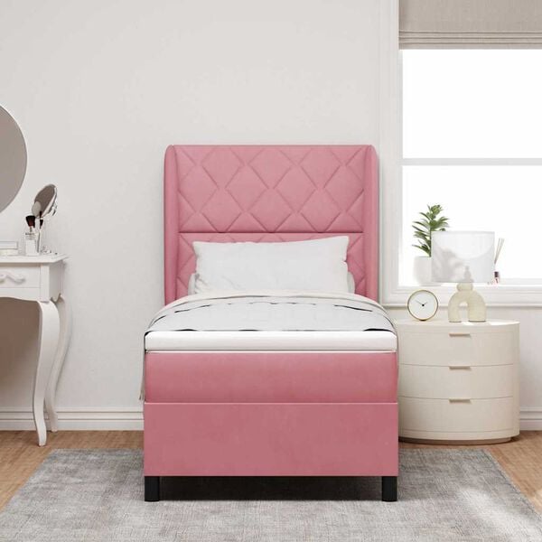 vidaXL Letto a molle con materasso Rosa 200 x 90 cm Poliestere