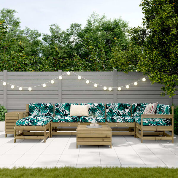 vidaXL Set Divani da Giardino 9 pz in Legno Impregnato di Pino
