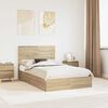 vidaXL Letto con Contenitore con testiera Rovere Sonoma 135 x 190 cm