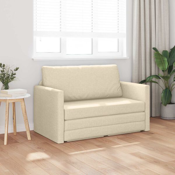 vidaXL Divano letto 110cm Crema Tessuto