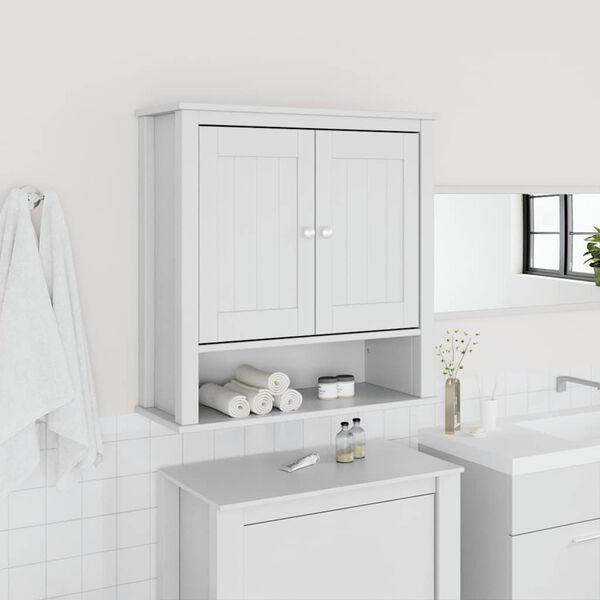 vidaXL Mobile Bagno a Muro BERG Bianco 69,5x27x71,5cm Legno Massello