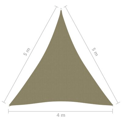 vidaXL Parasole a Vela Oxford Triangolare 4x5x5 m Beige