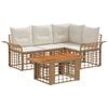 vidaXL Set Divano da Giardino 5 pz Naturale e Bianco Crema polyrattan