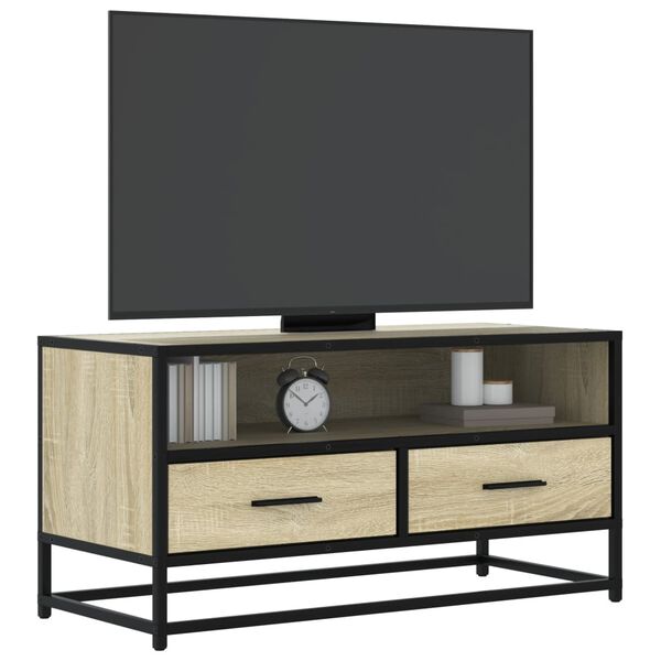 vidaXL Mobile TV Rovere Sonoma 80x34,5x40 cm Legno Multistrato Metallo